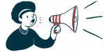 INV-102 | Prader-Willi Syndrome News | Inversago Pharma and Health Canada | illustration of woman with megaphone