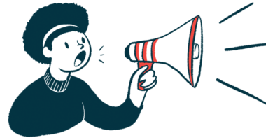 A person makes an announcement using a megaphone.