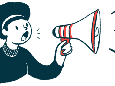 A person makes an announcement using a megaphone.