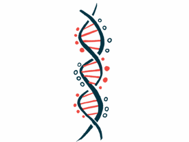 A strand of DNA is shown in this illustration.