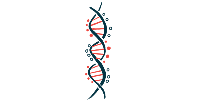A strand of DNA is shown in this illustration.