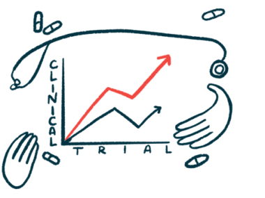 Two hands, a stethoscope, and a handful of oral medications surround a graph, labeled 