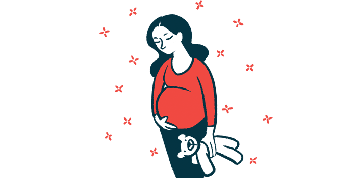 newborn characteristics | Prader-Willi Syndrome News | illustration of pregnant woman holding teddy bear
