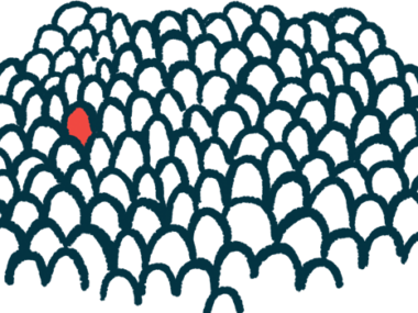 An illustration of one person highlighted in a crowd.