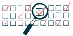 A magnifying glass highlights a checked box on a form featuring checked and unchecked boxes.