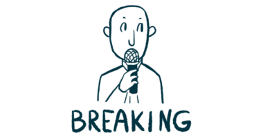 Illustration of a person holding a microphone with the word 'breaking.'