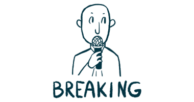 Illustration of a person holding a microphone with the word 'breaking.'