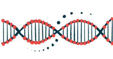 This is an illustration of a multi-colored DNA strand.