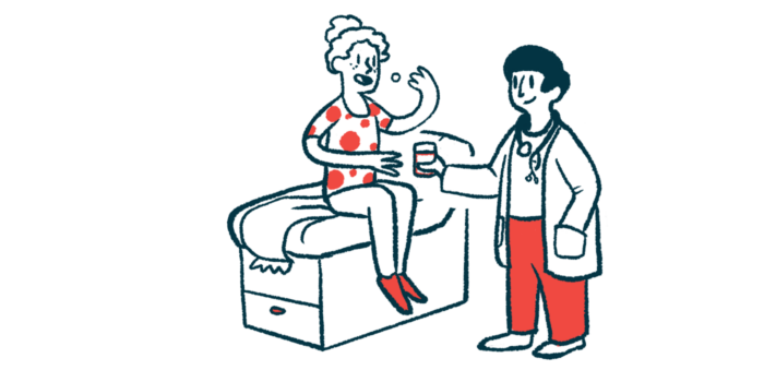 A clinician hands a patient a glass of water as the patient takes an oral medication.